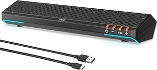 AOC ACS3640 Caixa de Som para PC Gamer 10W RMS, Soundbar Estéreo USB, Alto Falante Estéreo com Iluminação RGB, Plug and Play, Alto-falantes para Computador de Mesa, Tablet, telefone celular