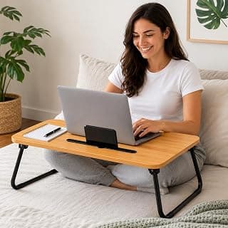 Mesa Portátil para Notebook até 17” com Suporte para Tablet – Dobrável, Resistente e Super Prática- Multiuso Para Notebook – Conforto e Organização Para Trabalhar e Estudar Home Office