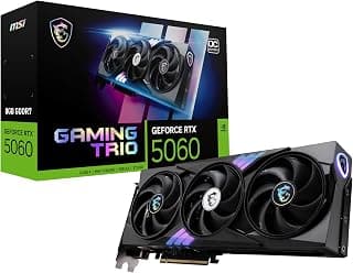 MSI Placa gráfica Gaming RTX 5060 8G Gaming Trio OC (8GB GDDR7,128-bit, desempenho extremo: 2640 MHz, DisplayPort x3 2.1a, HDMI 2.1b, NVIDIA Blackwell Architecture)