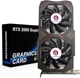 GPVHOSO Placa de vídeo RTX 2060 8GB Super Graphics 256Bit GDDR6 com Ray Tracing, ventiladores duplos, PCI Express x 16 3.0 HDMI Display Port DVI, suporta até 8K para PC, jogos, escritório, trabalho