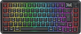 Teclado Mecânico Gamer Redragon Flekact Pro Preto RGB 75% ABNT2 com Tela LCD Knob de Volume Gasket Mount Switch Leopard Linear 45gf Hotswap Tri-Mode USB Tipo-C, USB 2.4GHz e Bluetooth K708RGB-PRO