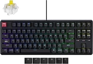 Keychron Teclado mecânico C3 Pro TKL 80% com fio, taxa de sondagem de 8K, programável QMK/VIA, troca a quente, teclas RGB retroiluminadas, interruptor super banana, para Windows/Mac