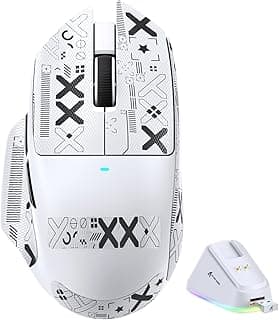 ATTACK SHARK Mouse para jogos V6 65 g sem fio com base de carregamento magnético RGB, mouse BT/2.4G sem fio/com fio com fita 1K, sensor PixArt PAW3311, 25K DPI, mouse programável para PC/Win/Mac