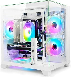 LXZ PC gamer Ryzen 5 5600, GeForce RTX 3050 8GB, 16GB DDR4 RAM, 512GB NVME 3.0 SSD, computador desktop branco pré-construído para jogos e produtividade