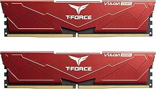 TEAMGROUP T-Force Vulcan DDR5 32GB (2x16GB) 6000MHz (PC5-48000) CL38 Intel XMP 3.0 & AMD Expo Módulo de memória de desktop compatível Ram Red FLRD532G6000HC38ADC01