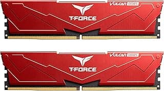TEAMGROUP T-Force Vulcan DDR5 32GB (2x16GB) 6000MHz (PC5-48000) CL38 Intel XMP 3.0 & AMD Expo Módulo de memória de desktop compatível Ram Red FLRD532G6000HC38JDC01