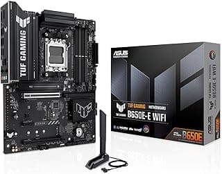 ASUS TUF Gaming B650E-E WiFi, placa base AMD B650 ATX, 8 + 2 1 etapas de potência 80A, DDR5, PCIe 5.0, M.2, Wi-Fi 6E, Ethernet 2,5 GB, DisplayPort, HDMI, USB Tipo-C, BIOS Flash. Hback, Aura Sync