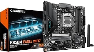 GIGABYTE Placa-mãe B850M Eagle WIFI7 AMD AM5 mATX, suporta Ryzen 9000/8000/7000 Series, DDR5, 8+2+2 Power Phase, 2X M.2, PCIe 5.0, USB-C, WiFi 7, 2.5GbE, EZ-Latch, garantia de 5 anos