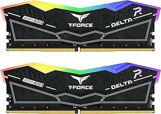 TEAMGROUP T-Force Delta RGB DDR5 Ram 64GB (2x32GB) 6000MHz PC5-48000 CL38 Intel XMP 3.0 e AMD Expo Módulo de memória de desktop compatível Ram Preto FF3D564G6000HC38JDC01