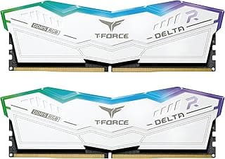 TEAMGROUP T-Force Delta RGB DDR5 Ram 64GB (2x32GB) 6000MHz CL38 Intel XMP 3.0 & AMD Expo Módulo de memória de desktop compatível branco FF4D564G6000HC38ADC01