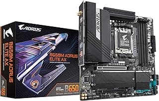 GIGABYTE B650M AORUS Elite AX (AM5/LGA 1718/AMD B650/Micro-ATX/ 5 anos de garantia/DDR5/2* M.2/PCIe 5.0/USB 3.2 Gen2X2 Type-C/Intel 2.5GbE LAN/Q-Flash Plus/EZ-Latch/Placa-mãe para jogos)