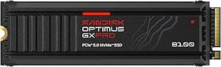 SANDISK SSD Optimus GX PRO 8100 PCIe 5.0 NVMe de 1 TB com dissipador de calor - M.2 2280, velocidade de leitura de até 14.900 MB/s, desempenho ultrarrápido - SDSP82100TAH
