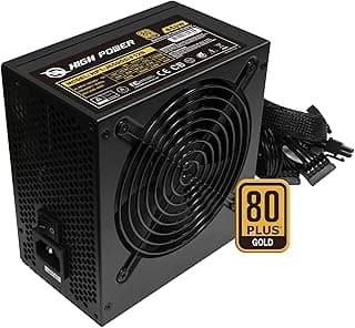 HIGH POWER Fonte de alimentação para computador PC com certificação ouro 80 Plus - 650 Watts PSU, potência contínua ATX 12V V2.3/EPS Active PFC com ventilador silencioso de 120 mm, desempenho