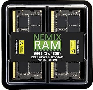 NEMIX RAM 96 GB (2 x 48 GB) DDR5 4800MHz PC5-38400 Non-ECC 262-PIN 1.1V 40-39-39 SODIMM módulo de memória RAM MS38400-4828