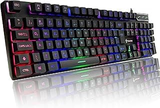 Titorion Teclado Gamer Semi Mecânico USB RGB Compatível com PC Computador Videogame Cor Preto e Branco - TE001