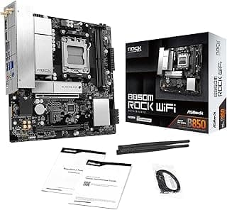 ASRock Placa mãe B850M Rock WiFi Socket AM5 Micro-ATX, suporta AMD Ryzen série 9000/8000/7000, DDR5 8200+ (OC), PCIe 5.0, WiFi 6E, LAN 2.5G B850