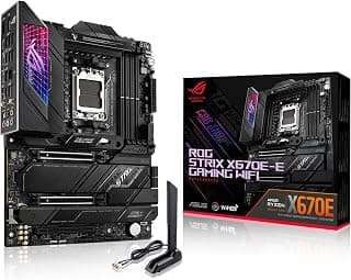ASUS ROG Strix X670E-E Gaming WiFi 6E Socket AM5, LGA 1718, Ryzen 7000 ATX Placa-mãe para jogos, 18+2 estágios de energia, PCIe 5.0, DDR, 4xM.2 Slots, USB 3.2 Gen 2x2, WiFi 6E, PCIe Slot Q-Release -