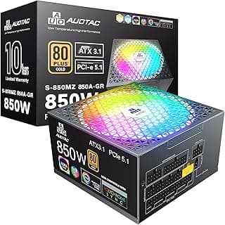 Fonte de alimentação totalmente modular de baixo ruído, 850W 80Plus, preto