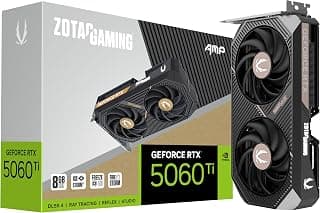 ZOTAC Placa de vídeo para jogos GeForce RTX 5060 Ti 8GB AMP DLSS 4 8GB GDDR7 128-bit 28 Gbps PCIE 5.0, resfriamento IceStorm 2.0, iluminação LED branca, ZT-B50610F-10M