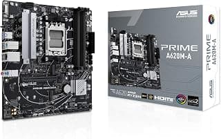 ASUS Placa-mãe comercial Prime A620M-A-CSM AMD AM5(Ryzen 7000) mATX (PCIe 4.0, DDR5, 2xM.2 Slots, LAN de 1 GB, DisplayPort/HDMI, portas USB 3.2 geração 1, USB frontal tipo-C, BIOS Flashback, cabeçalho