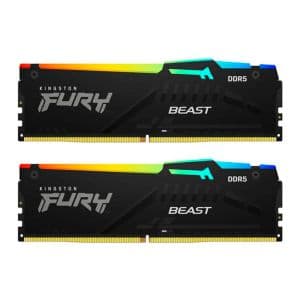Memoria Kingston Fury Beast, RGB, 128GB (2x64GB), DDR5, 5600MHz, CL36, Preto, KF556C36BBEAK2-128