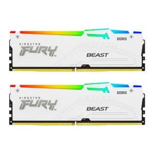 Memoria Kingston Fury Beast, RGB, 32GB (2x16GB), DDR5, 6000MHz, CL36, Branca, KF560C36BWE2AK2-32