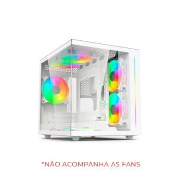 Gabinete C3Tech Gamer Aquarius Branco Lateral de Vi…