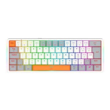 Teclado Mecânico Redragon Gamer Akali RGB Branco Switch Brown - K642WGO-RGB (PT-BROWN)