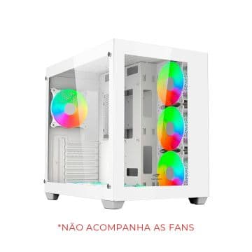 Gabinete C3Tech Gamer Aquarius Branco Lateral de Vi…