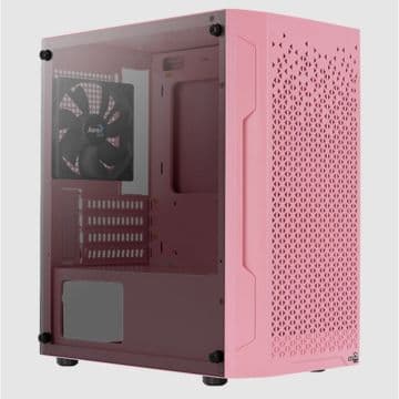 Gabinete AeroCool Trinity mini Vidro temperado Rosa c/ 1 Fan - MINI-G-PK-V1
