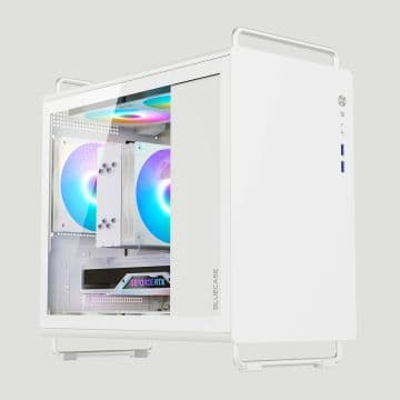 Gabinete Bluecase Gamer Tiny Pro Branco Lateral de Vidro Temperado C/ 5 Fans - BG-056WPROBX