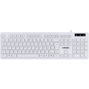 Teclado Vinik Multimidia Teclas Chocolate Slim Branco - CABO USB 1.8M - TCB200