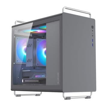 Gabinete Bluecase Gamer Tiny Pro Cinza Lateral de Vidro Temperado C/ 5 Fans - BG-056GPROBX