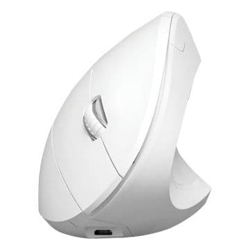 Mouse Sem Fio Recarregavel Vertical Ergonomico Ortopedico Power Fit 1600 DPI Branco USB - PM300