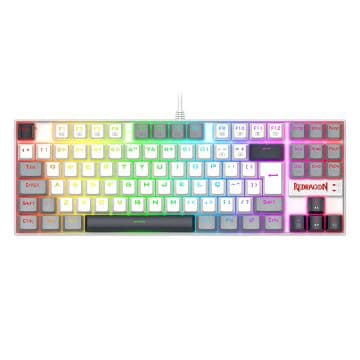 Teclado Mecânico Redragon Gamer Kumara RGB Switch Brown Branco Preto e Cinza - K552WGL-RGB (PT-BROWN)