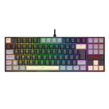 Teclado Mecânico Redragon Gamer Kumara RGB Switch Brown Preto Cinza e Amarelo - K552LGY-RGB (PT-BROWN)