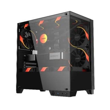 Gabinete PcYes Gamer Forcefield TWR Black Vulcan Lateral e Frontal em Vidro S/ Fan - GFFTWRBV