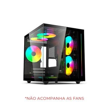 Gabinete C3Tech Gamer Aquarius Preto Lateral de Vid…