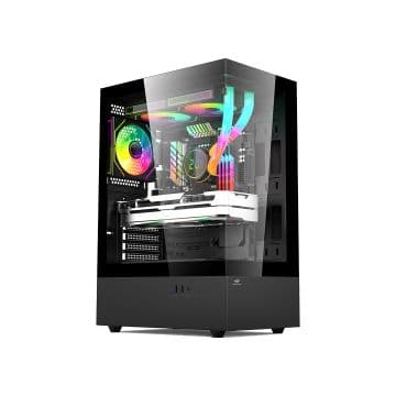 Gabinete C3Tech Gamer Aquarius Preto Lateral de Vid…