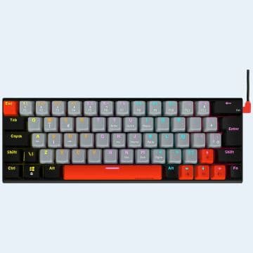 Teclado Mecanico PCYes Kuromori Black Vulcan - Switch Red - Led Rainbow - PTKM60RD